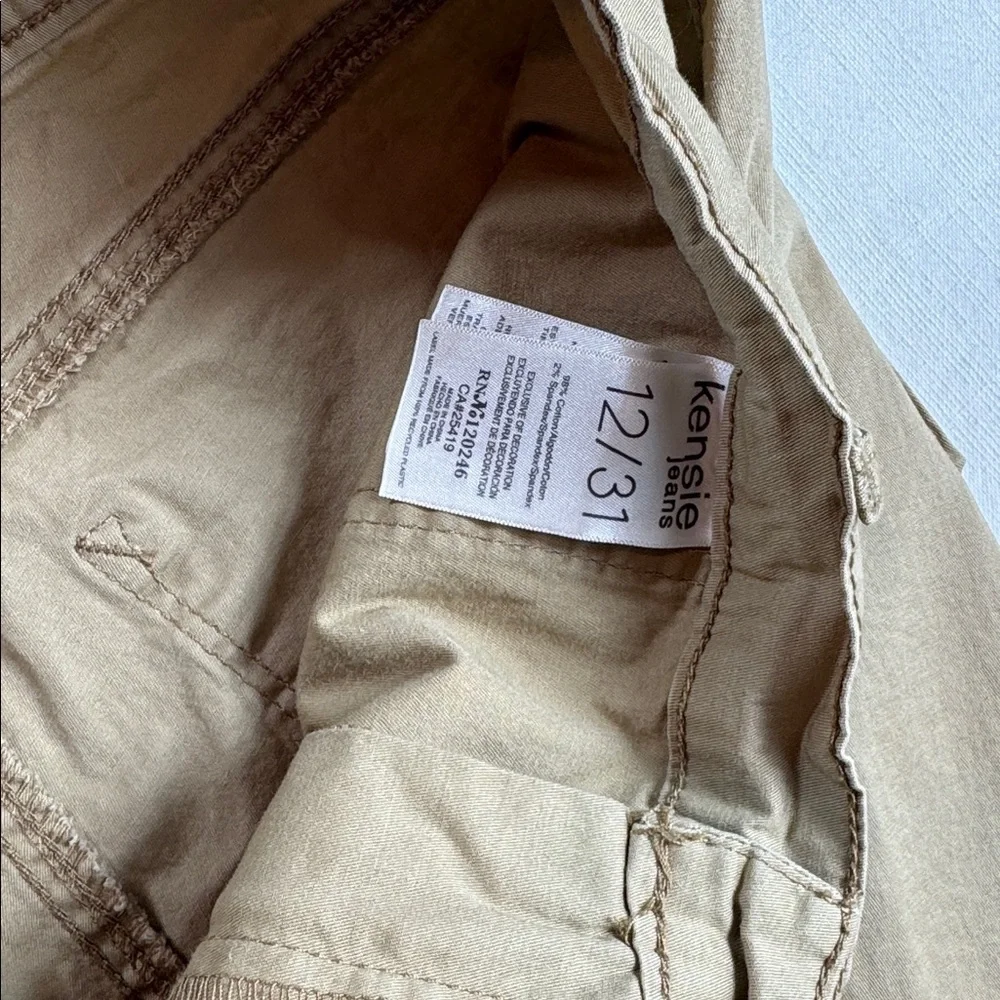 Kensie Jeans The Allie High Rise Slim Straight Crop Tan Khaki Pants Size 12/31